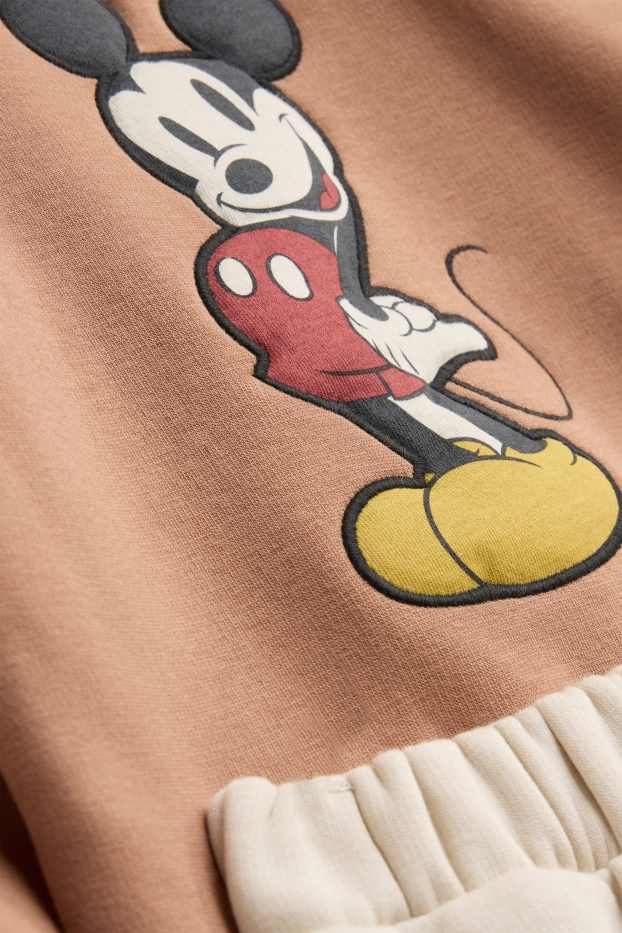Bebeluși - băieți - Mickey Mouse - compleu bebeluși - căptușit cu pluș - 2 piese - maro deschis