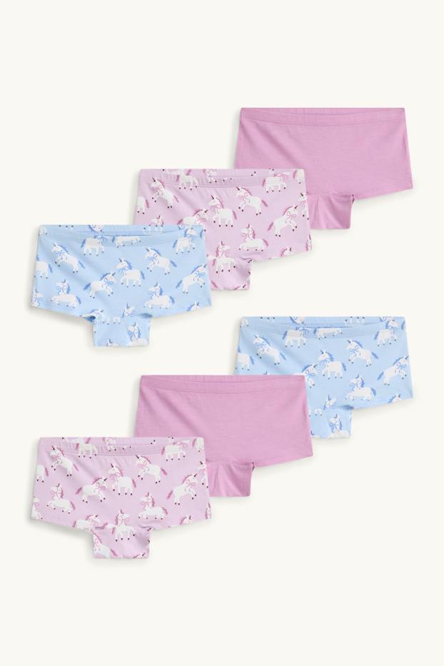 Enfants filles - Lot de 6 - licorne - caleçons - blanc / bleu clair