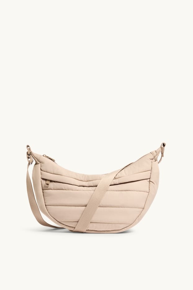 Dames - Schoudertas met stiksels - beige
