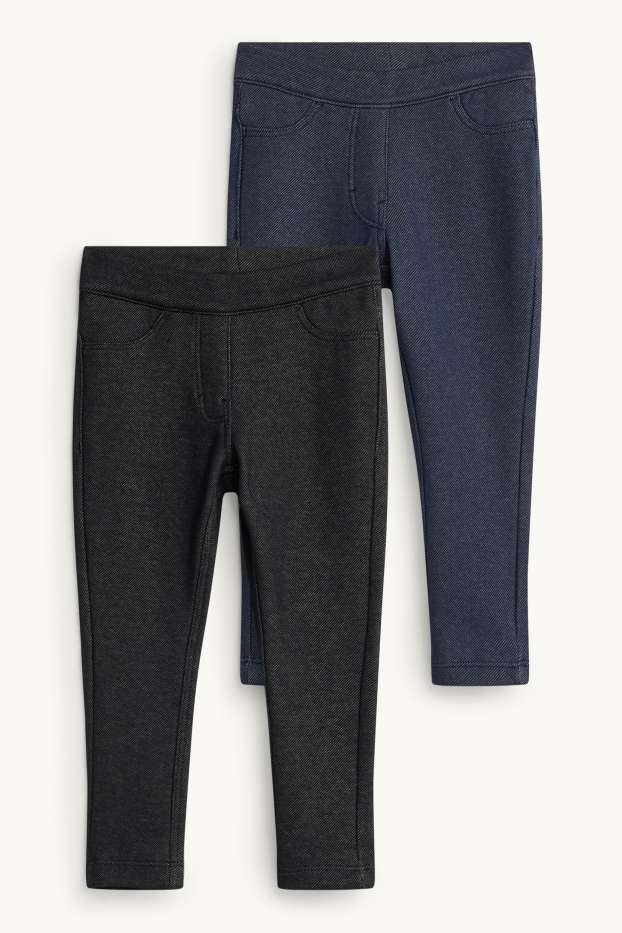 Bambine - Confezione da 2 - leggings - motivo tramato - blu scuro