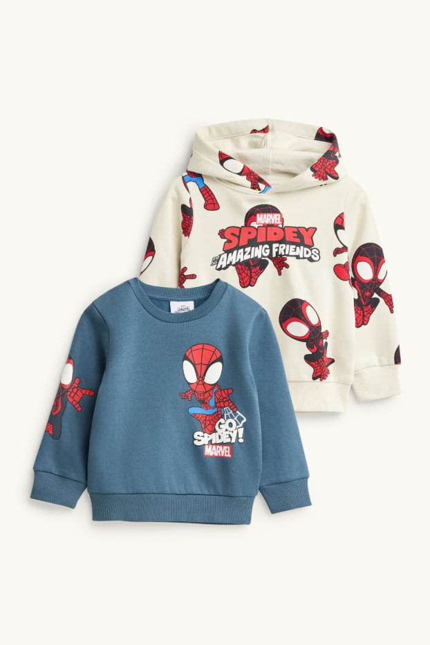 Enfants garçons - Lot de 2 - Spidey - sweat et sweat à capuche - bleu / blanc