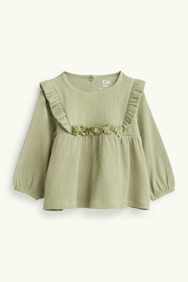 Neonate - Fiorellini - completo neonate - 3 pezzi - verde / bianco crema