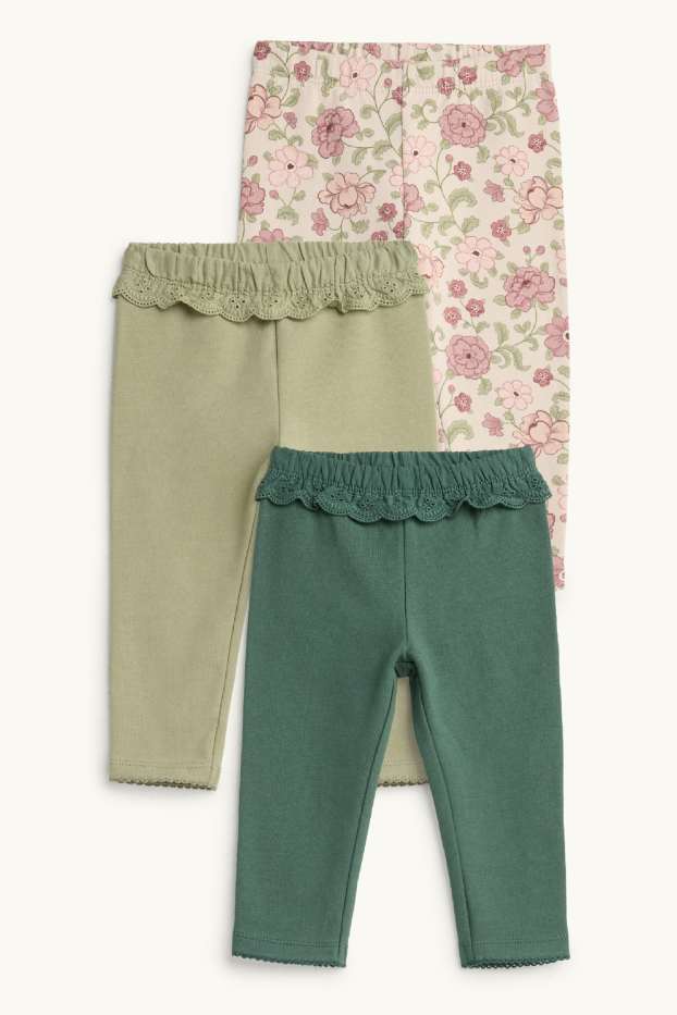 Bébés filles - Lot de 3 - leggings chauds pour bébé - vert