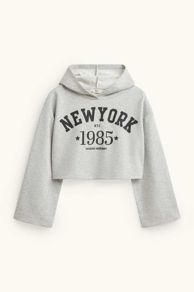 Kinder Mädchen - New York - Set - Hoodie, Top, Jogginghose - 3 teilig - grau-melange