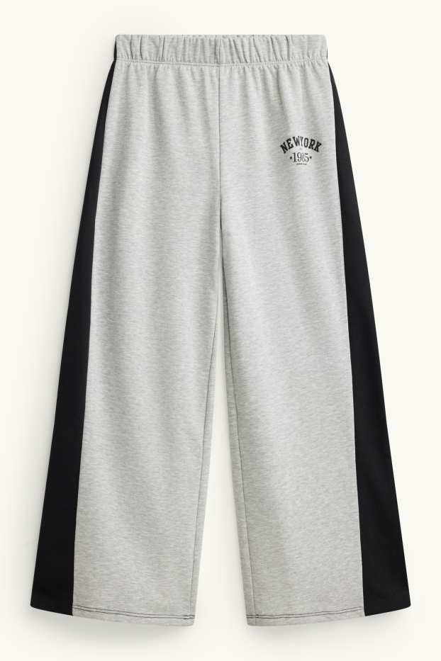 Kinder Mädchen - New York - Set - Hoodie, Top, Jogginghose - 3 teilig - grau-melange
