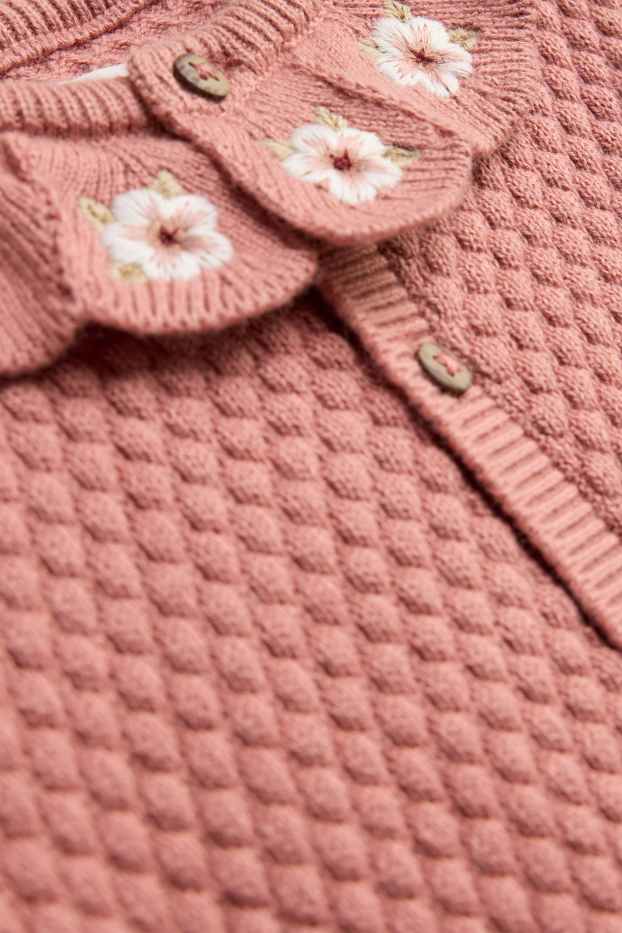 Baby Girls - Floral - knitted baby jumpsuit - apricot
