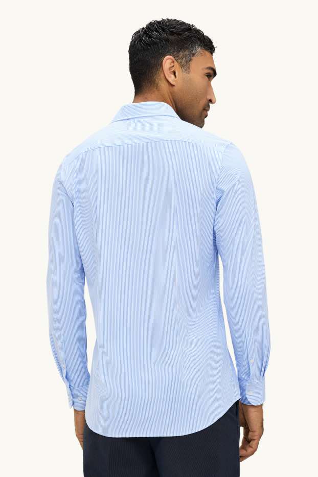 Men - Business shirt - slim fit - kent collar - Flex - striped - light blue