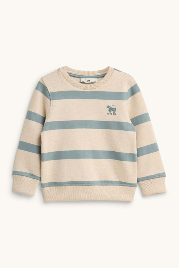 Enfants garçons - Tracteur - sweat - à rayures - beige / bleu