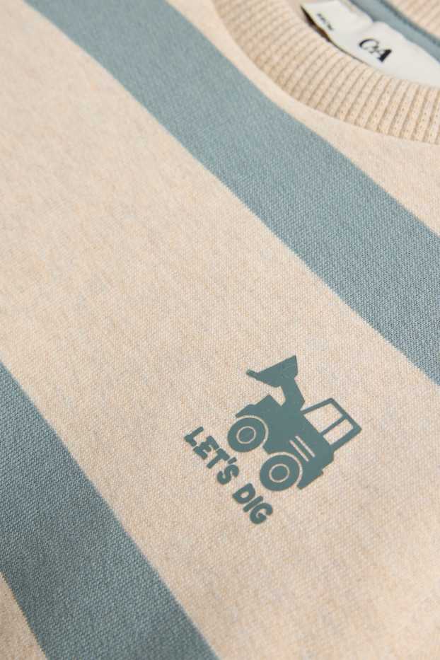 Enfants garçons - Tracteur - sweat - à rayures - beige / bleu