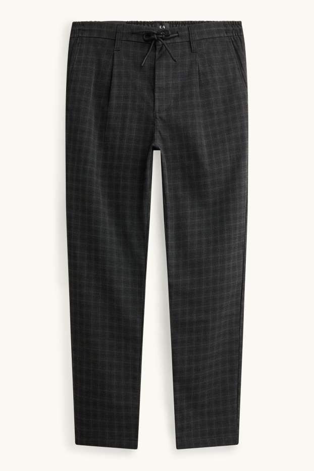 Hommes - Chino - tapered fit - à carreaux - noir / gris