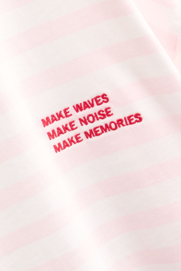 Femmes - T-shirt - Oversize - à rayures - blanc / rose