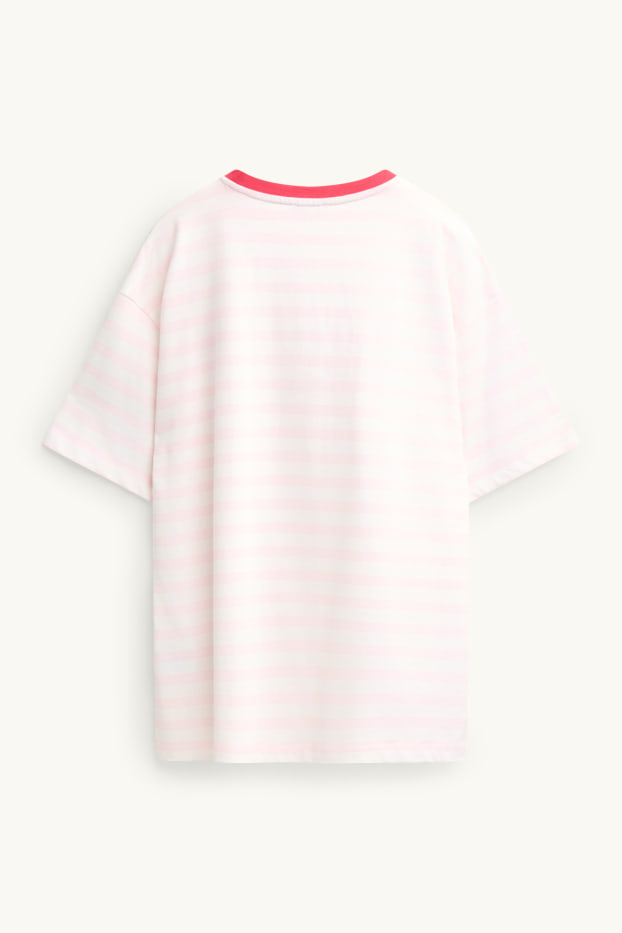 Femmes - T-shirt - Oversize - à rayures - blanc / rose