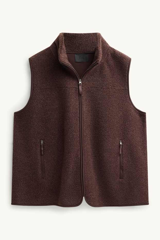 Femmes - Gilet sans manches en peluche - marron foncé