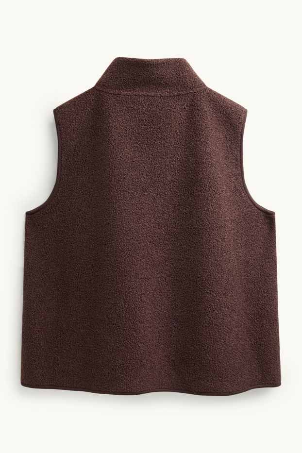Femmes - Gilet sans manches en peluche - marron foncé