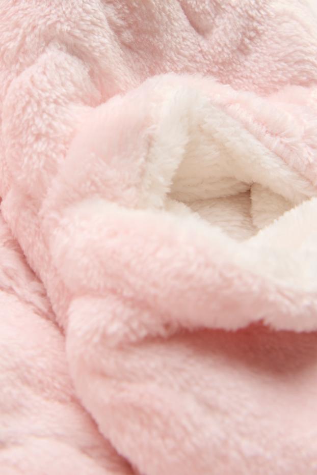 Baby Mädchen - Herzchen - Baby-Kunstfell-Jacke mit Kapuze - rosa