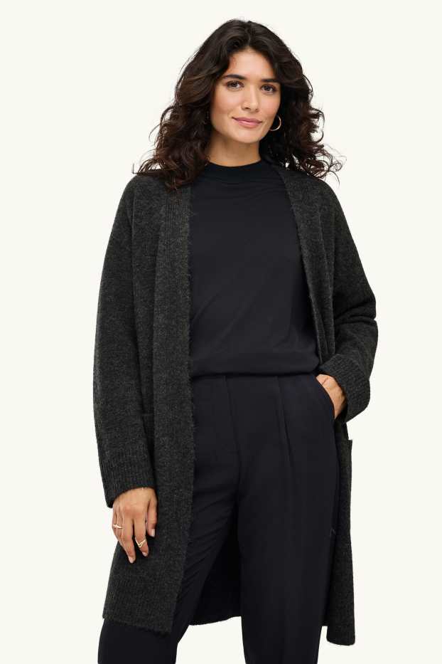 Women - Long cardigan - dark gray