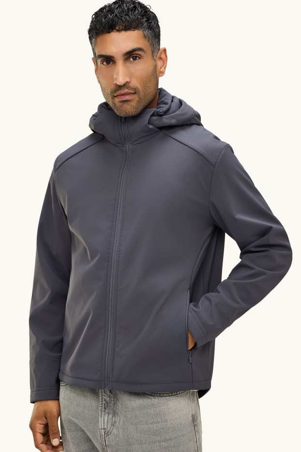 Home - Jaqueta softshell amb caputxa - repel·lent a l’aigua - gris fosc