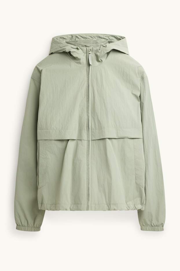 Uomo - Giacca impermeabile con cappuccio - idrorepellente - verde chiaro