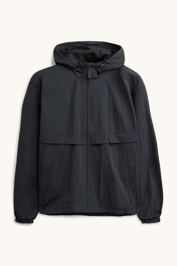 Uomo - Giacca impermeabile con cappuccio - idrorepellente - nero