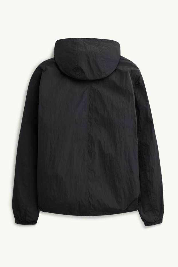 Uomo - Giacca impermeabile con cappuccio - idrorepellente - nero