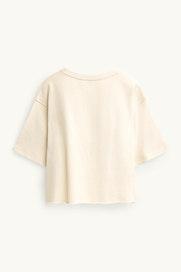 Women - Cropped T-shirt - relaxed fit - cremewhite