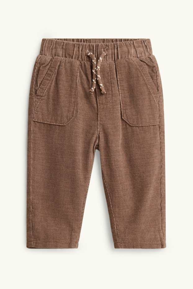 Neonati - Pantaloni termici di velluto a coste per neonati - marrone