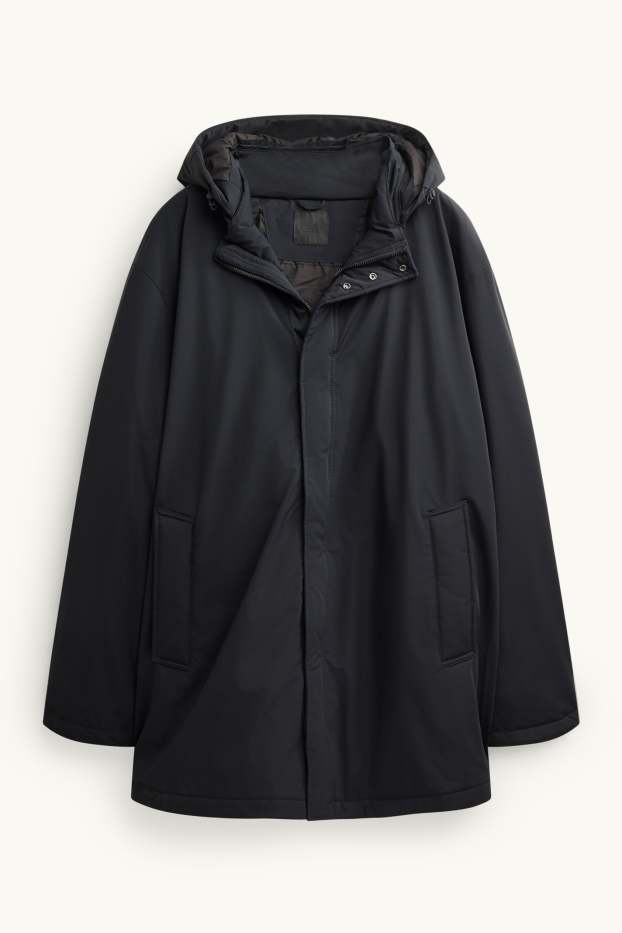 Men - Parka with hood - lined - water-repellent - black
