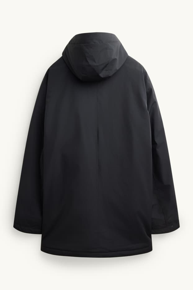 Men - Parka with hood - lined - water-repellent - black