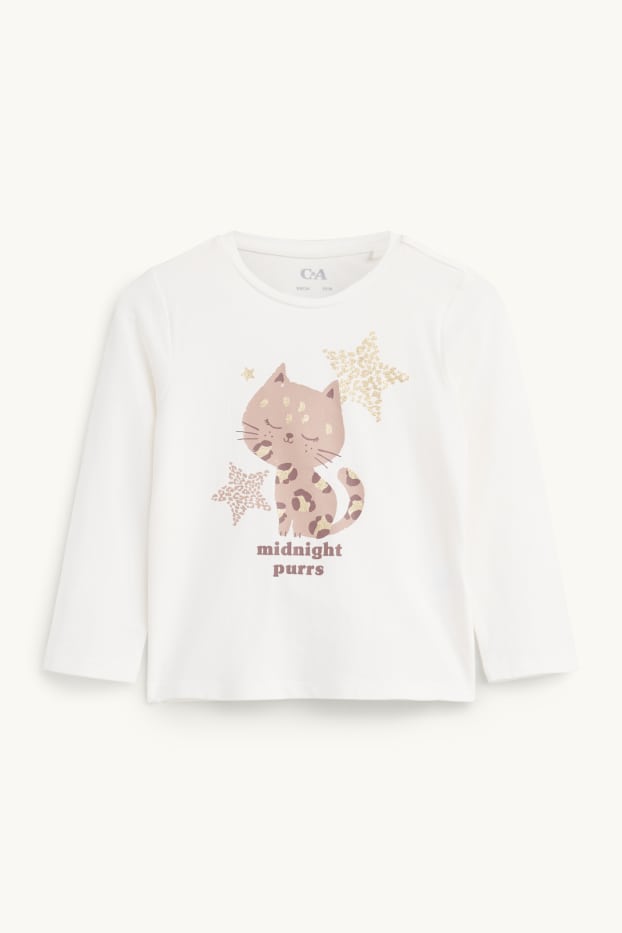 Kinder Mädchen - Leopard - Pyjama - 2 teilig - weiß / beige