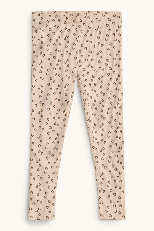 Kinder Mädchen - Leopard - Pyjama - 2 teilig - weiß / beige