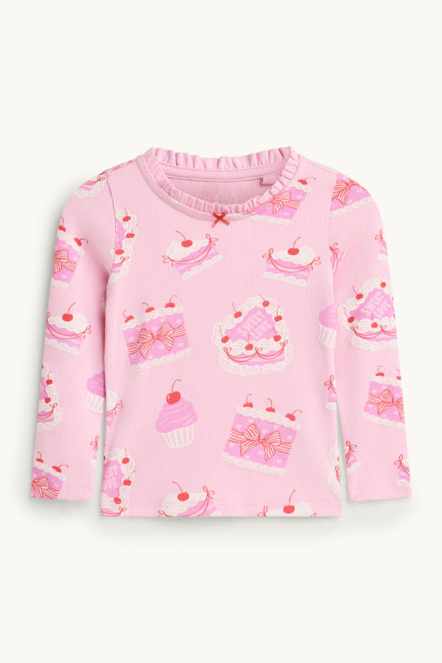 Kinder Mädchen - Kuchen - Pyjama - gerippt - 2 teilig - hellrosa