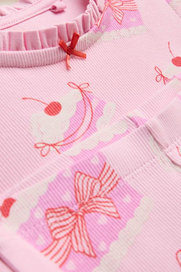 Kinder Mädchen - Kuchen - Pyjama - gerippt - 2 teilig - hellrosa