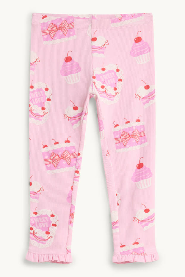Kinder Mädchen - Kuchen - Pyjama - gerippt - 2 teilig - hellrosa