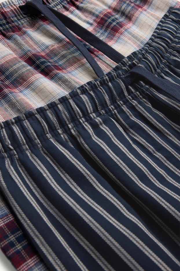 Herren - Multipack 2er - Pyjamahose - dunkelblau / weiß