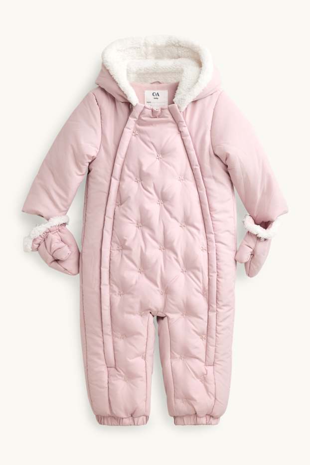 Bébés filles - Petites fleurs - combinaison de neige pour bébé - doublée - rose clair
