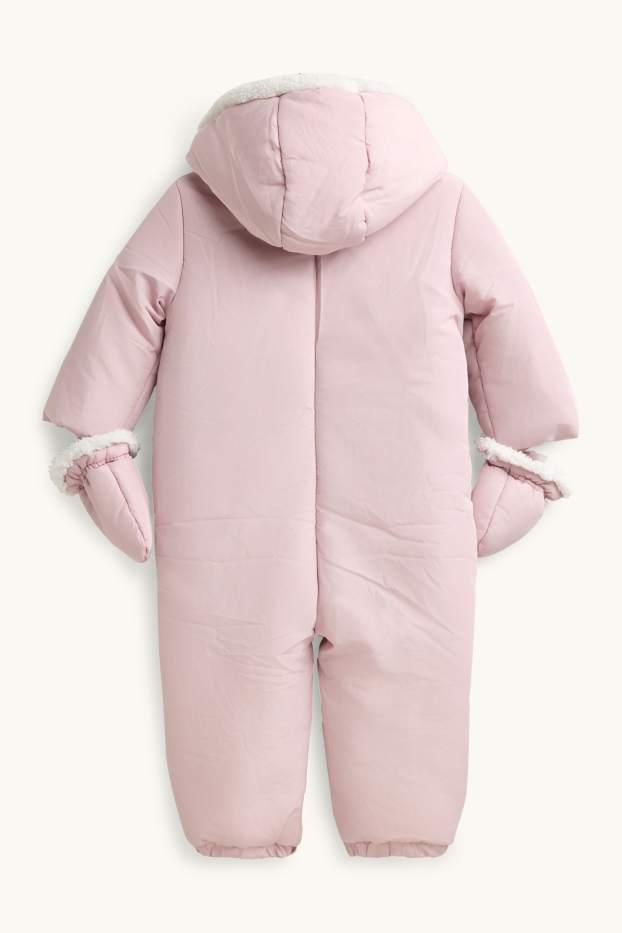 Bébés filles - Petites fleurs - combinaison de neige pour bébé - doublée - rose clair