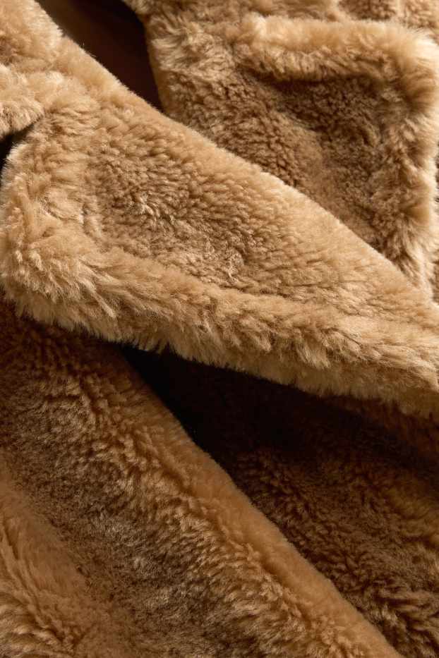 Women - Faux fur jacket - lined - light brown