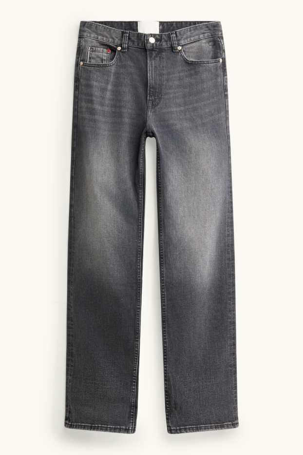 Femei - Straight jeans - talie înaltă - tiv întors - denim-gri închis