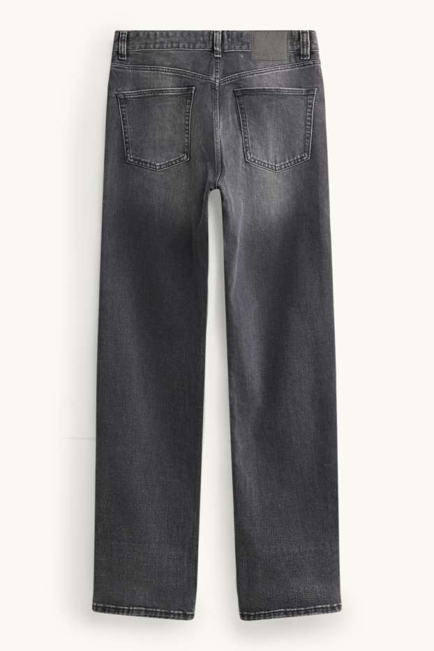 Femei - Straight jeans - talie înaltă - tiv întors - denim-gri închis