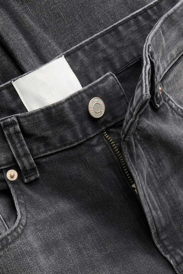 Femei - Straight jeans - talie înaltă - tiv întors - denim-gri închis