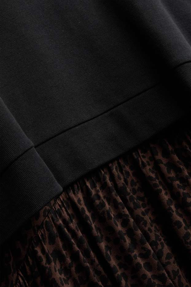 Damen - Still-Kleid - Leo-Print - schwarz