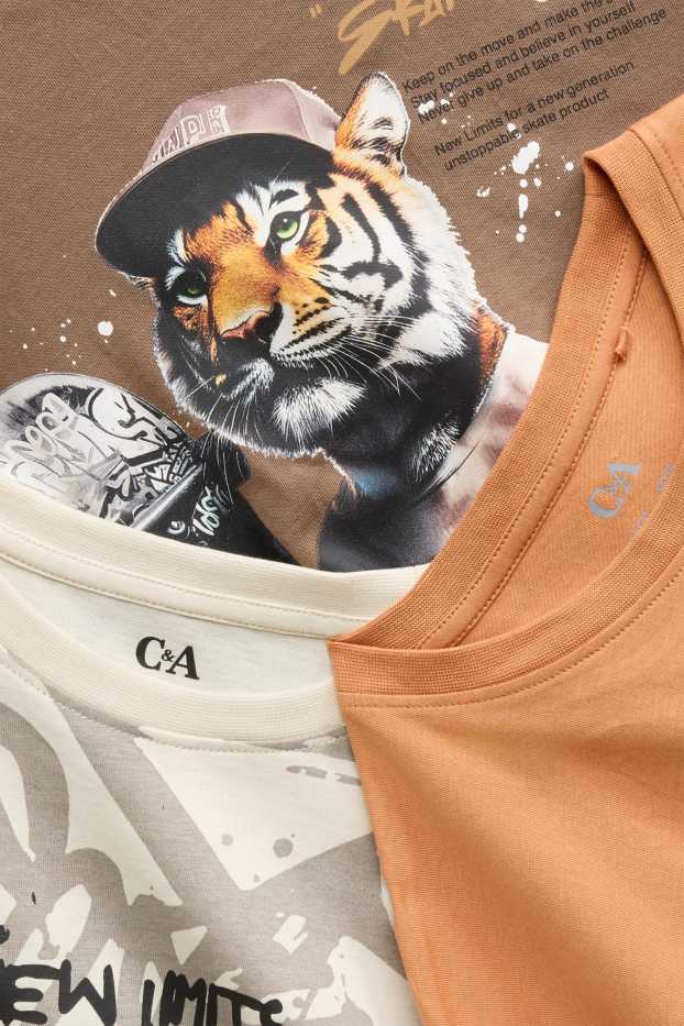 Children Boys - Multipack of 3 - skater - long sleeve top - orange / cremewhite