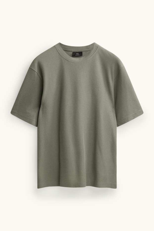 Hommes - T-shirt - relaxed fit - finition texturée - vert
