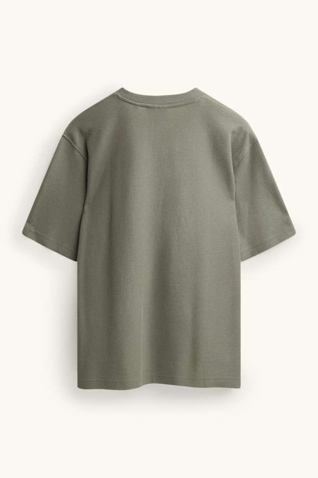 Hommes - T-shirt - relaxed fit - finition texturée - vert