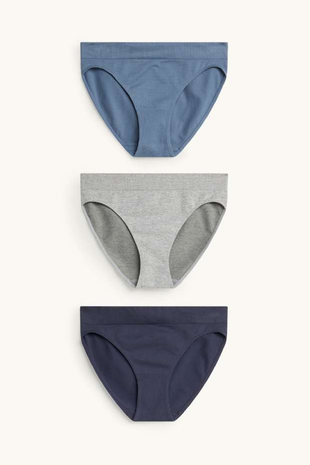 Dames - Set van 3 - slip - seamless - blauw / donkerblauw