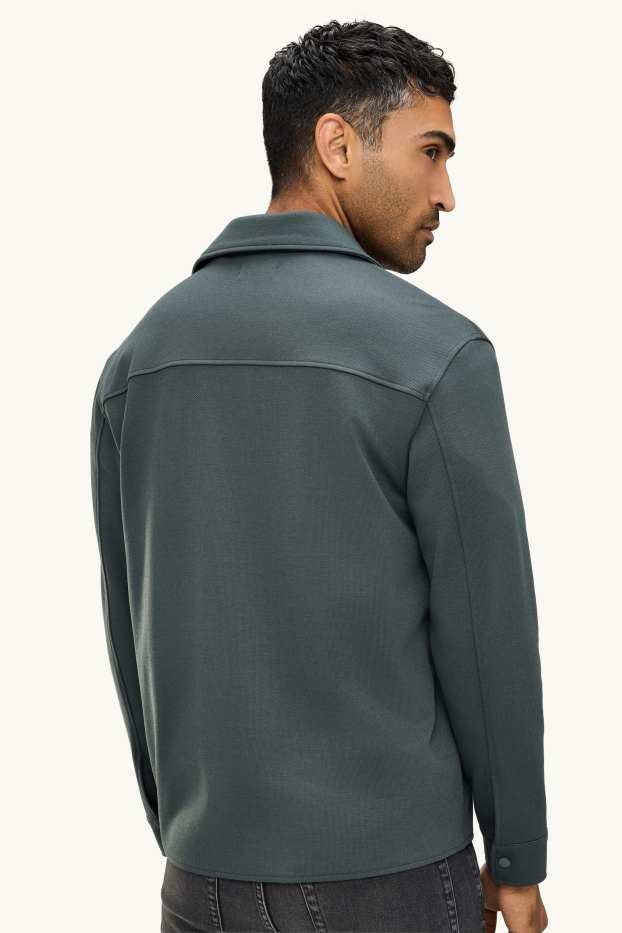 Hommes - Veste-chemise - relaxed fit - col kent - vert foncé