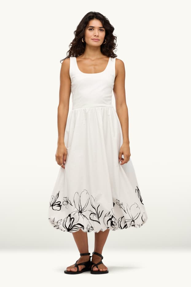 Donna - Vestito fit & flare - a fiori - bianco