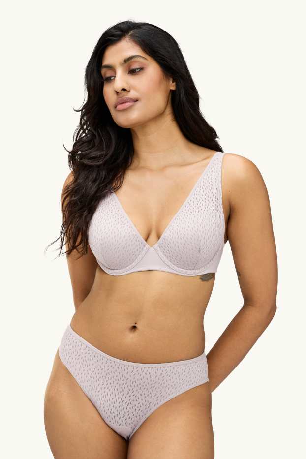 Femmes - Soutien-gorge à armature - PLUNGE - ampliforme - texturé - crème