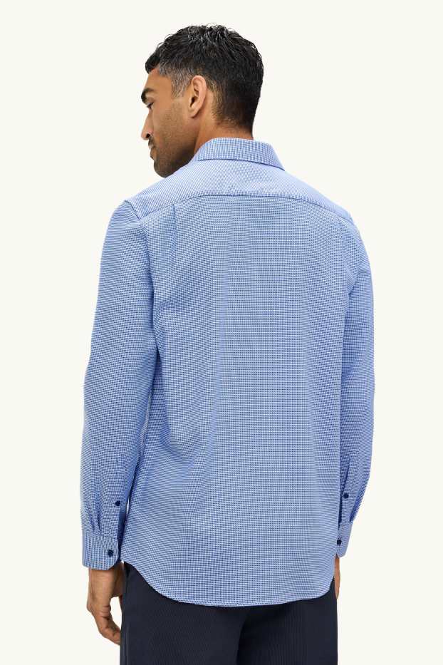Uomo - Camicia business - regular fit - colletto alla francese - senza necessità di stiratura - fantasia - blu