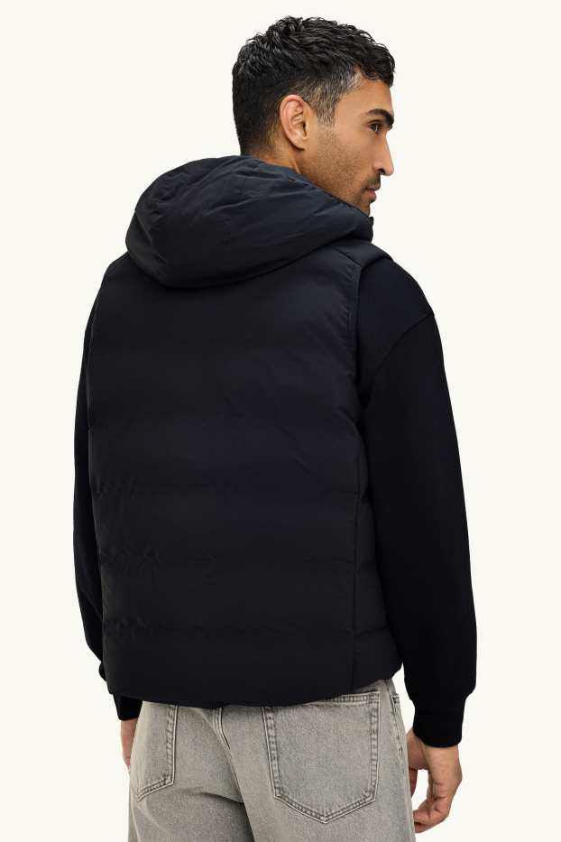 Uomo - Gilet tecnico trapuntato con cappuccio - idrorepellente - nero